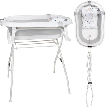 Baignoire Bébé Pliable avec Support 80cm - Thermomètre et Coussin de Bain Inclus - Sécurité et Confort pour Nouveau-né